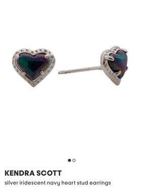 NEW Kendra Scott Iridescent Heart Stud Earrings in Multicolor Navy 50 OFF